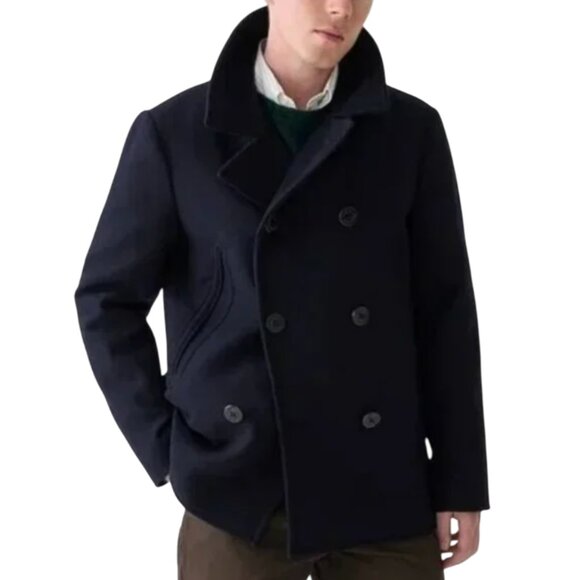 NWT JCrew Dock Icon PeaCoat Jacket Mens Small Navy Blue Wool Primaloft BT825 NEW - Picture 2 of 13